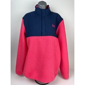 Under Armour Fleece Pullover Women’s L Button Pink/Blue